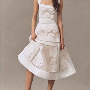 BHLDN Ivory Floral Lace Midi Dress